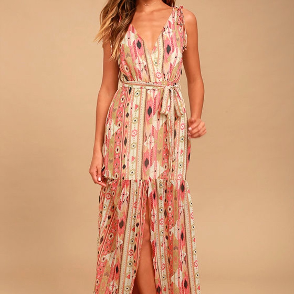 NWOT Lulu's "Mystical Moment" Pink Tribal Maxi